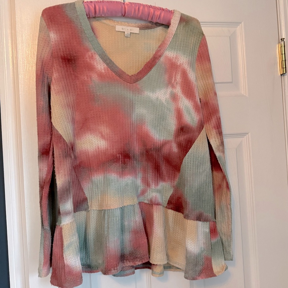 Anthropologie Waffle Knit Ruffle Tunic